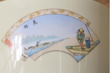 アンティーク雑貨　オールドノリタケ(則武・日陶)　東海道五十三次　和の雰囲気漂う火鉢(手あぶり、鉢カバー、傘立て)(R-042674)