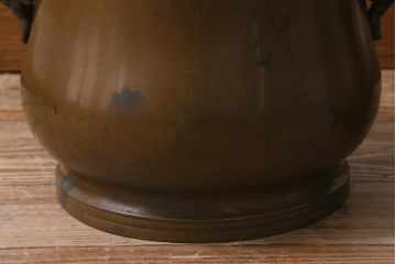 アンティーク雑貨　取っ手がおしゃれな真鍮火鉢一対(手あぶり、金属火鉢)(R-042677)