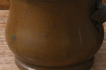 アンティーク雑貨　取っ手がおしゃれな真鍮火鉢一対(手あぶり、金属火鉢)(R-042677)