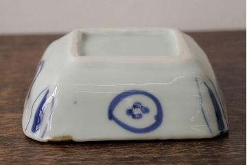 幕末明治期　伊万里焼　染付角皿2枚セット(向付、小鉢、和食器)(R-042683)