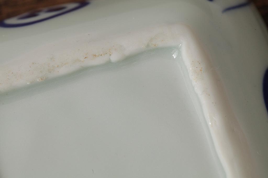 幕末明治期 伊万里焼 染付角皿2枚セット(向付、小鉢、和食器)(R-042685)