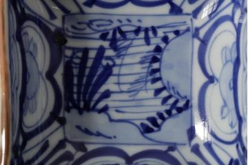 幕末明治期　伊万里焼　染付角皿2枚セット(向付、小鉢、和食器)(R-042686)