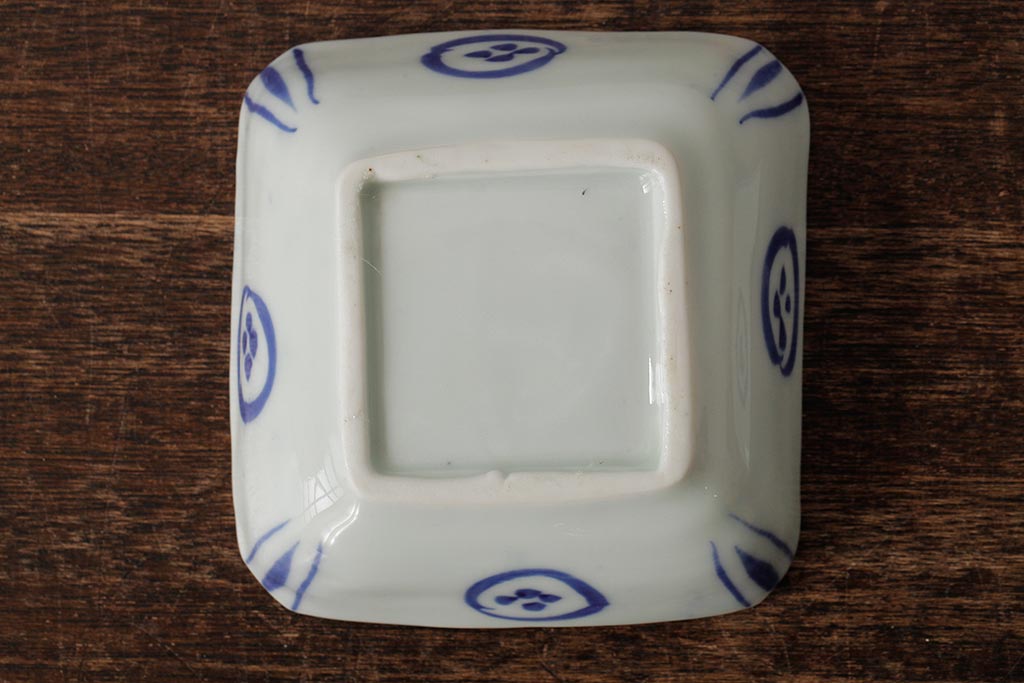 幕末明治期　伊万里焼　染付角皿2枚セット(向付、小鉢、和食器)(R-042686)