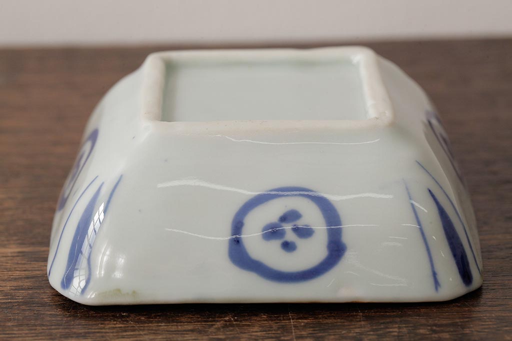 幕末明治期　伊万里焼　染付角皿2枚セット(向付、小鉢、和食器)(R-042686)