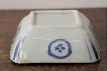 幕末明治期　伊万里焼　染付角皿2枚セット(向付、小鉢、和食器)(R-042686)