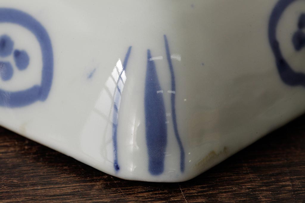 幕末明治期　伊万里焼　染付角皿2枚セット(向付、小鉢、和食器)(R-042686)