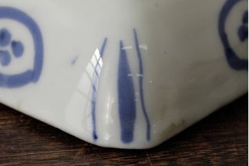 幕末明治期　伊万里焼　染付角皿2枚セット(向付、小鉢、和食器)(R-042686)