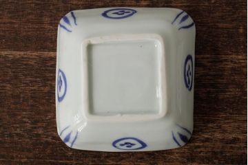 幕末明治期　伊万里焼　染付角皿2枚セット(向付、小鉢、和食器)(R-042686)