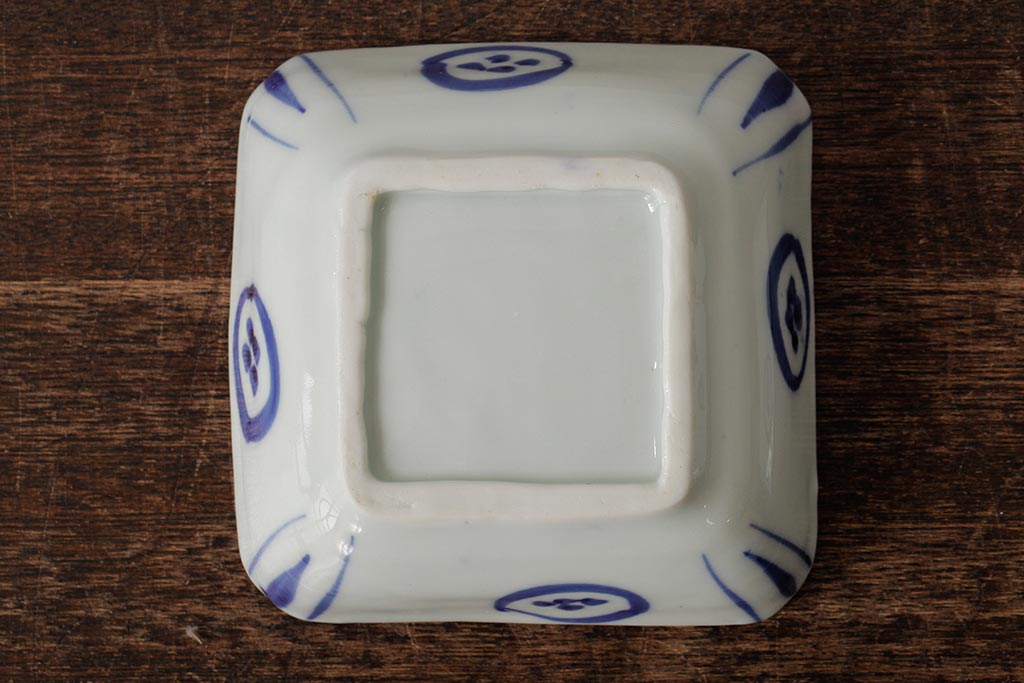 幕末明治期　伊万里焼　染付角皿2枚セット(向付、小鉢、和食器)(R-042688)