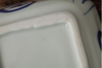 幕末明治期　伊万里焼　染付角皿2枚セット(向付、小鉢、和食器)(R-042688)