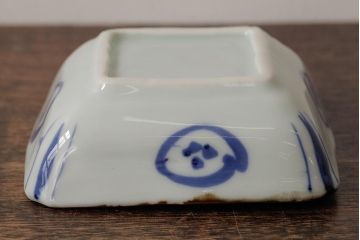 幕末明治期　伊万里焼　染付角皿2枚セット(向付、小鉢、和食器)(R-042688)