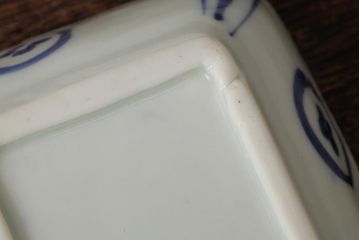 アンティーク雑貨　幕末明治期　伊万里焼　染付角皿2枚セット(向付、小鉢、和食器)(R-042689)