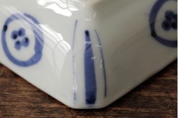 アンティーク雑貨　幕末明治期　伊万里焼　染付角皿2枚セット(向付、小鉢、和食器)(R-042689)