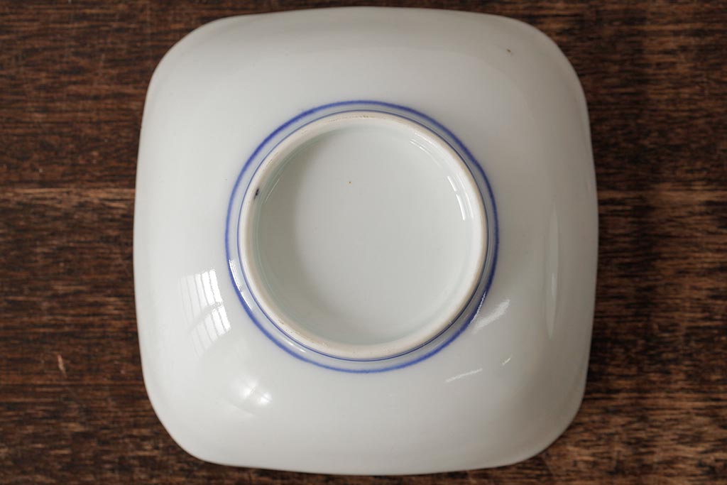 アンティーク雑貨　明治大正期　伊万里焼山水図染付向付2点セット(小皿、和食器)(R-042690)