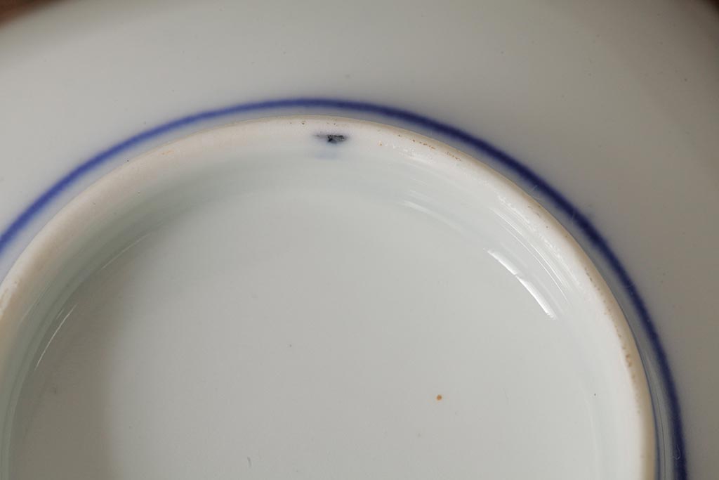 アンティーク雑貨　明治大正期　伊万里焼山水図染付向付2点セット(小皿、和食器)(R-042690)