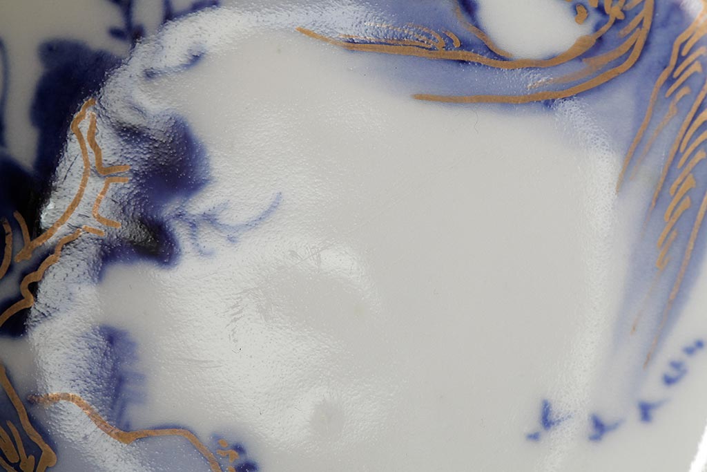 アンティーク雑貨　明治大正期　伊万里焼山水図染付向付2点セット(小皿、和食器)(R-042691)