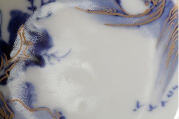 アンティーク雑貨　明治大正期　伊万里焼山水図染付向付2点セット(小皿、和食器)(R-042691)