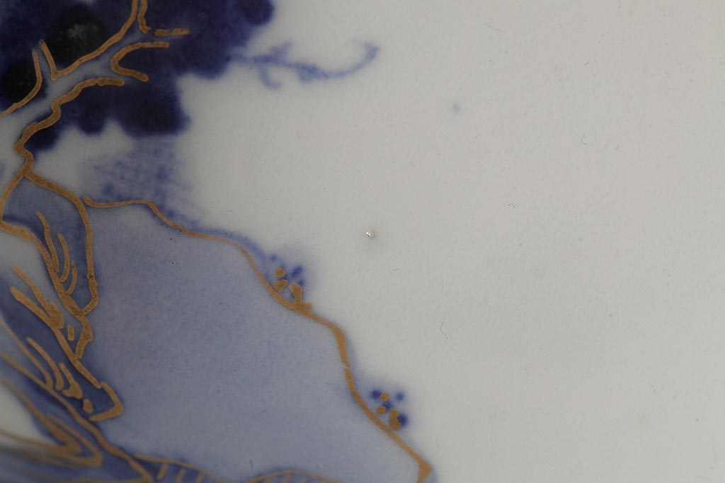 アンティーク雑貨　明治大正期　伊万里焼山水図染付向付2点セット(小皿、和食器)(R-042691)