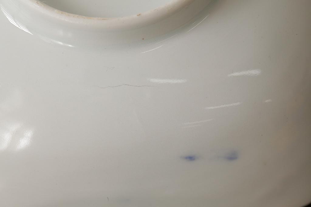 アンティーク雑貨　明治大正期　伊万里焼山水図染付向付3点セット(小皿、和食器)(R-042693)