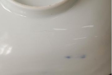 アンティーク雑貨　明治大正期　伊万里焼山水図染付向付3点セット(小皿、和食器)(R-042693)