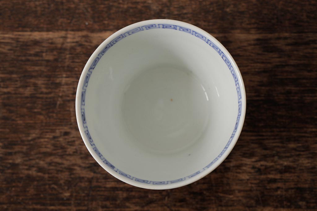 古民具・骨董　明治大正期　伊万里焼　染付蕎麦猪口2個セット(そば猪口、和食器)(R-042694)