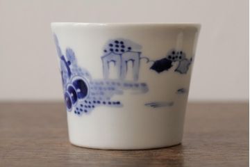 古民具・骨董　明治大正期　伊万里焼　染付蕎麦猪口2個セット(そば猪口、和食器)(R-042694)