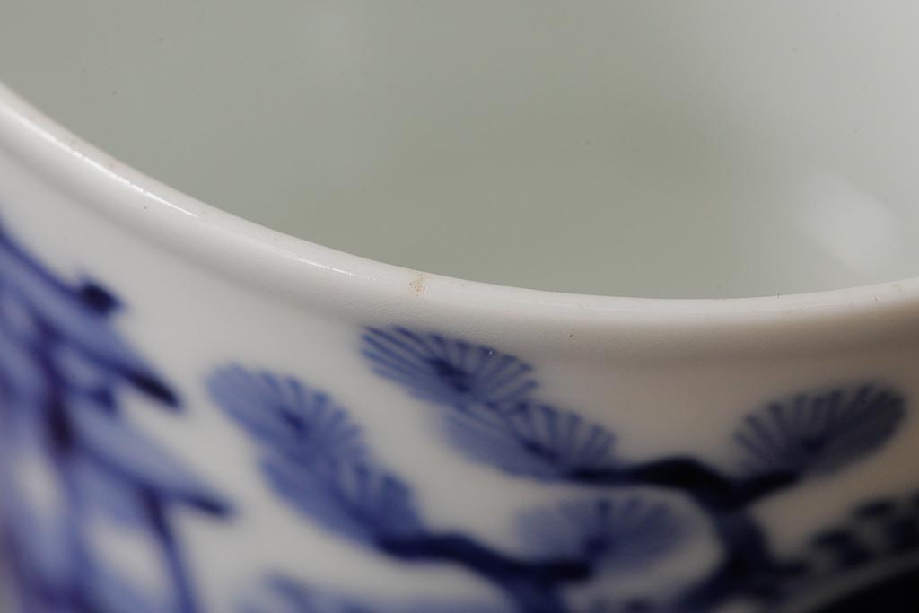 古民具・骨董 明治大正期 伊万里焼 染付蕎麦猪口3個セット(そば猪口、和食器)(R-042695)