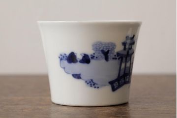 古民具・骨董 明治大正期 伊万里焼 染付蕎麦猪口3個セット(そば猪口、和食器)(R-042695)