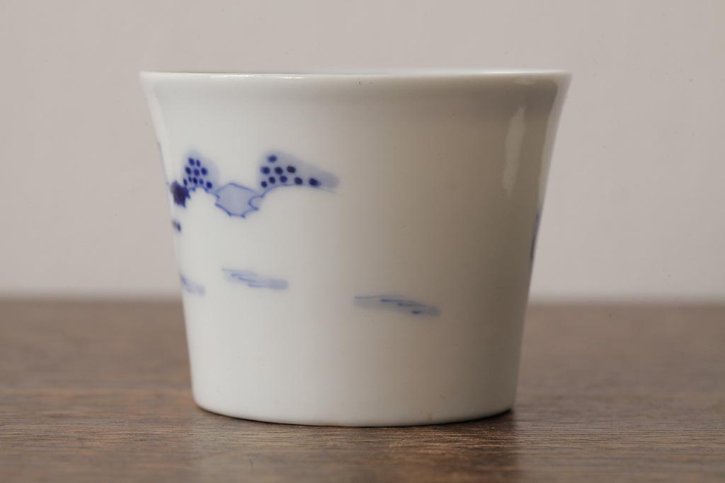 古民具・骨董 明治大正期 伊万里焼 染付蕎麦猪口3個セット(そば猪口、和食器)(R-042695)