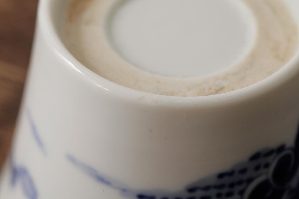 古民具・骨董 明治大正期 伊万里焼 染付蕎麦猪口3個セット(そば猪口、和食器)(R-042695)