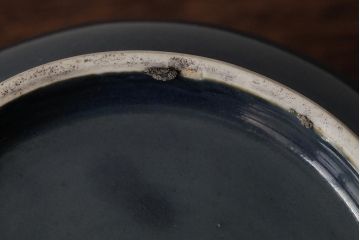 アンティーク雑貨　江戸期　古伊万里　瑠璃金輪花深鉢(深皿、和食器)(R-042696)