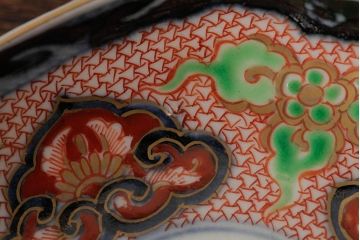 アンティーク雑貨　江戸期　古伊万里　大明成化年製　色絵染付小皿3枚セット(和食器)(R-042697)