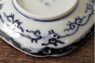 アンティーク雑貨　江戸期　古伊万里　大明成化年製　色絵染付小皿3枚セット(和食器)(R-042697)