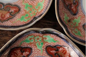 アンティーク雑貨　江戸期　古伊万里　大明成化年製　色絵染付小皿3枚セット(和食器)(R-042698)