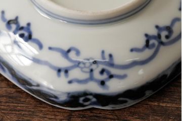 アンティーク雑貨　江戸期　古伊万里　大明成化年製　色絵染付小皿3枚セット(和食器)(R-042698)