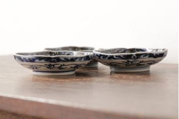  	アンティーク雑貨　江戸期　古伊万里　大明成化年製　色絵染付小皿3枚セット(和食器)(R-042700)