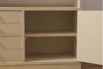 ビンテージ家具　柔らかいペイントカラーのレトロなキャビネット(戸棚、収納棚)(R-042705)