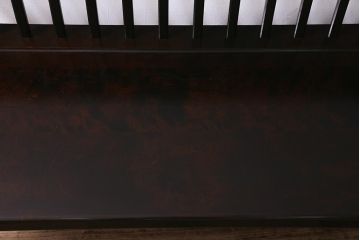 中古　北海道民芸家具　#667　和モダンスタイルに合う濃い木色のベンチ(板座チェア、長椅子)(定価約13万円)(R-042706)