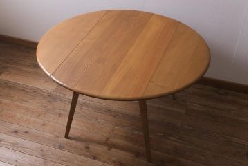 ヴィンテージ家具　イギリスビンテージ　ERCOL(アーコール)　ウィンザードロップリーフテーブル(バタフライテーブル、ラウンドテーブル)(R-042709)