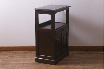 中古　北海道民芸家具　HM868K　シックな色合いのファックス台(サイドキャビネット、電話台)(定価約11万円)(R-042710)