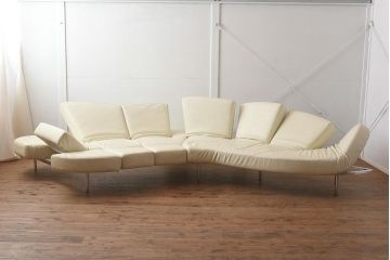 展示品　IDC大塚家具　edra(エドラ)　フラップ　革 クリームホワイト　ソファ(カウチソファ)(定価約400万円)(R-042713)