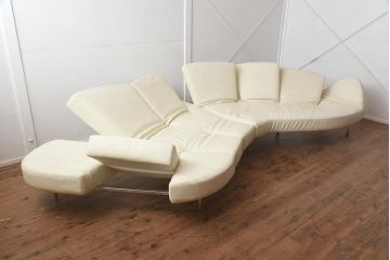 展示品　IDC大塚家具　edra(エドラ)　フラップ　革 クリームホワイト　ソファ(カウチソファ)(定価約400万円)(R-042713)