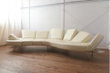 展示品　IDC大塚家具　edra(エドラ)　フラップ　革 クリームホワイト　ソファ(カウチソファ)(定価約400万円)(R-042713)