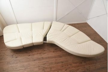 展示品　IDC大塚家具　edra(エドラ)　フラップ　革 クリームホワイト　ソファ(カウチソファ)(定価約400万円)(R-042713)