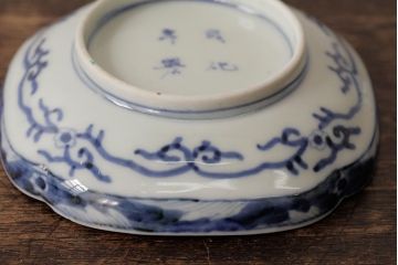 アンティーク雑貨　江戸期　古伊万里　大明成化年製　色絵染付小皿5枚セット(和食器)(R-042715)