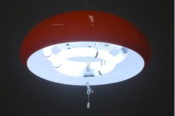 ヴィンテージ照明　三菱電機　レトロポップなデザインが魅力のペンダントライト(天井照明、ビンテージ)(R-042717)