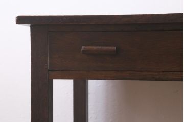 レトロ家具　昭和レトロ　薄型リメイク　ナラ材　美しい木目が魅力の片袖机(片袖デスク、ワークデスク、在宅ワーク、在宅用)(R-042718)