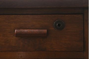 レトロ家具　昭和レトロ　薄型リメイク　ナラ材　美しい木目が魅力の片袖机(片袖デスク、ワークデスク、在宅ワーク、在宅用)(R-042718)