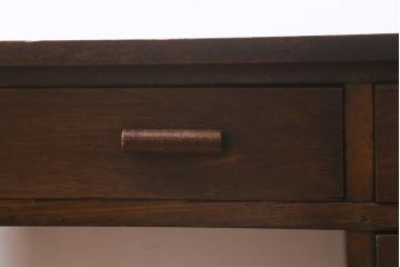 レトロ家具　昭和レトロ　薄型リメイク　ナラ材　美しい木目が魅力の片袖机(片袖デスク、ワークデスク、在宅ワーク、在宅用)(R-042718)