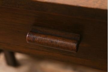 レトロ家具　昭和レトロ　薄型リメイク　ナラ材　美しい木目が魅力の片袖机(片袖デスク、ワークデスク、在宅ワーク、在宅用)(R-042718)